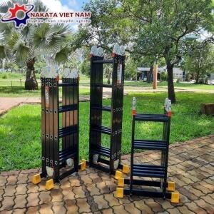 Thang gấp xếp 4 đoạn NAKATA 3 bậc 3M6 - VN03B loại dày 1.5mm (có chân ngang chống trượt)