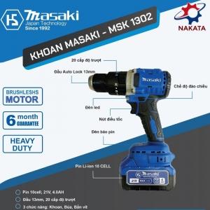 Máy Khoan Pin 13mm MASAKI - MSK 1302 3 chức năng 21V auto lock 