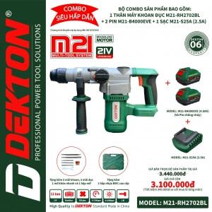 Máy đục bê tông 2 chức năng dùng pin 21V DEKTON M21-RH2702BL(Chưa Pin & Sạc)