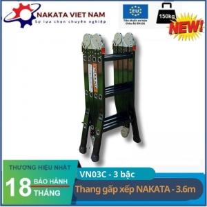 Thang gấp xếp 4 đoạn chân choãi NAKATA 3 bậc 3M6 VN03C - loại dày 1.5mm