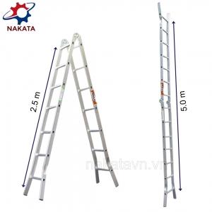 Thang nhôm khóa tự động chữ A 2m5+2m5 Nakata - VN25