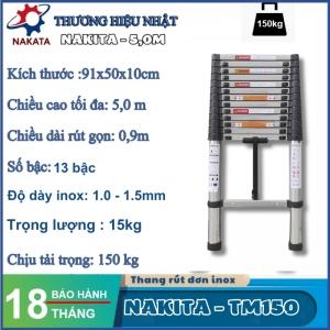 Thang rút đơn inox Nakita 5m - TM150