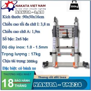 Thang rút đôi inox Nakita 1M9 + 1M9 ( TM238)