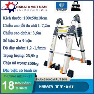 Thang nhôm rút đôi chữ A NAKATA 7m2 - TY641 ( Đai đen)