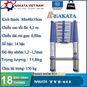 Thang nhôm rút đơn NAKATA 4m1 - TYB613 (Đai Xanh)