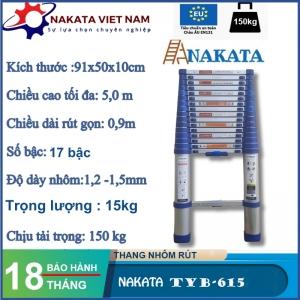 Thang nhôm rút đơn NAKATA 5m - TYB615 (Đai Xanh)