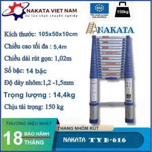 Thang nhôm rút đơn NAKATA 5m4 - TYB616 (Đai Xanh)